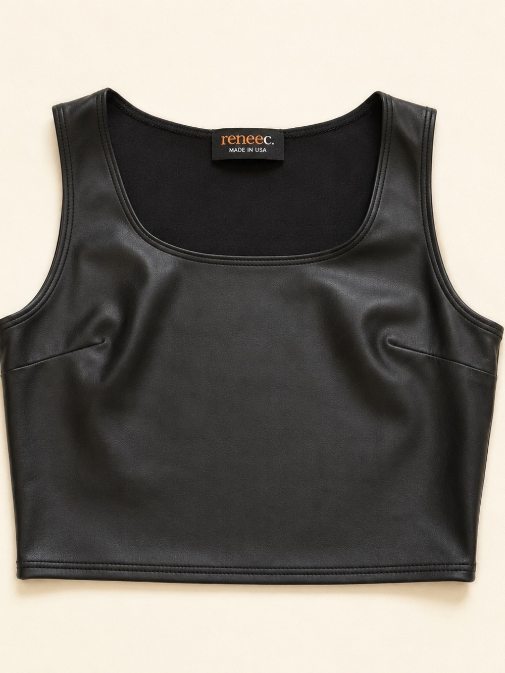 Renee C. Black Faux Leather Tank Top